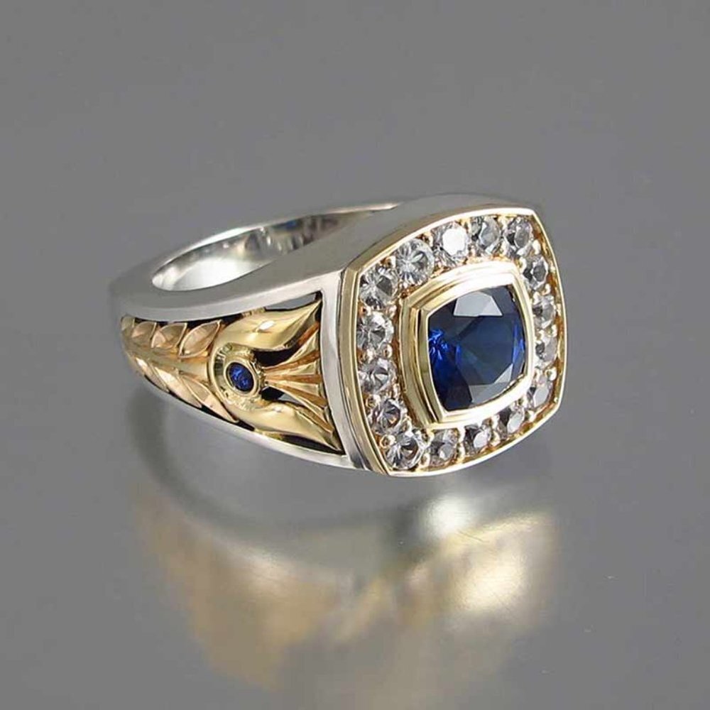 Luxury Engagement/Wedding Blue Stone Vintage Gold Ring for Women, VIP345
